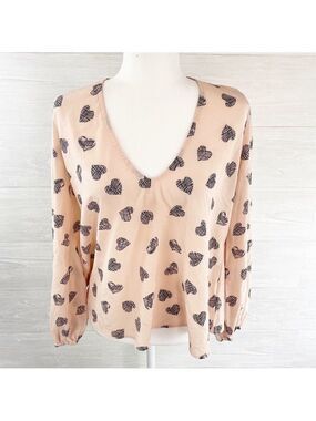 Revolve Lovers + Friends Crosshatch Heart Puff Sleeve Top‎
